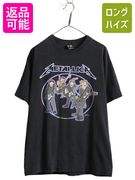  00s ★ メタリカ アニメ キャラクター イラスト プリント Tシャツ メンズ L / オールド METALLICA オフィシャル 当時物 バンド ロック 黒| ブラック GIANT 古着 中古 00年代 00's アメコミ キャラ グラフィック 半袖Tシャツ プリント