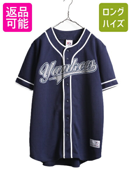 【5/30 24h限定 ポイント4倍!】 MLB オフィシャル TRUE FAN ヤンキース 半袖 ベースボール シャツ メンズ M / 古着 ゲームシャツ ユニフォーム 半袖シャツ 大リーグ 重ね着| 中古 トゥルーファン ユニホーム ベースボールシャツ 野球 ゲーム ジャージ ニューヨーク NEW YORK