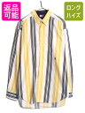 【マラソン限定400円OFFクーポン&P5倍!】 90s トミーヒルフィガー ストライプ 長袖 ボタンダウン シャツ メンズ XL / 90年代 オールド TOMMY HILFIGER 長袖シャツ ポケット付き BD| 古着 中古 90's 大きいサイズ トミー ストライプシャツ ボタンダウンシャツ コットンシャツ