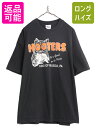90s HOOTERS 両面 プリント 半袖 Tシャツ メンズ XL / オールド 企業物 当時物 キャラクター フーターズ 黒 大きいサイズ ヘビーウェイト|...