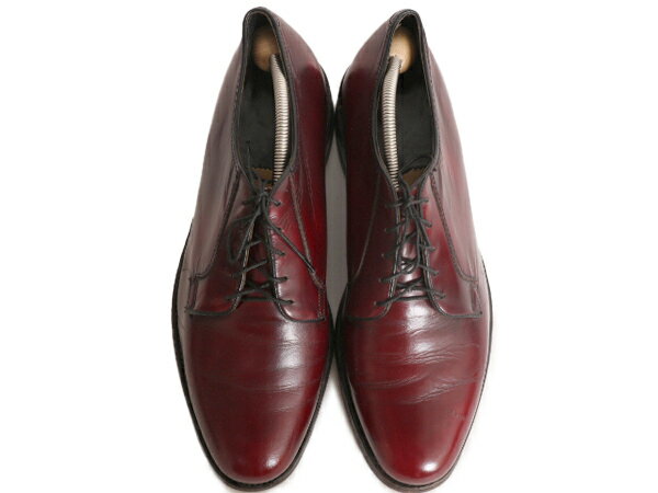 【8/1 24h限定10%OFFクーポン配布!】 80s USA製 フローシャイム プレーントゥ シューズ 101/2 28.5cm 中古 80年代 ヴィンテージ Florsheim 本革 レザー 革靴 幅広 バーガンディ| 外羽根 レザーシューズ 80's ビンテージ アメリカ製 本革レザー オックスフォード ドレスシュ