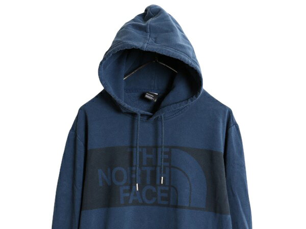 US企画 ノースフェイス プリント スウェット フード パーカー メンズ XL 古着 The North Face アウトドア スエット プルオーバー ネイビー| 中古 ノース 大きいサイズ ロゴ スエット スウェットパーカー プリントパーカー フードパーカー ロゴパーカー シンプル 紺 アメカジ