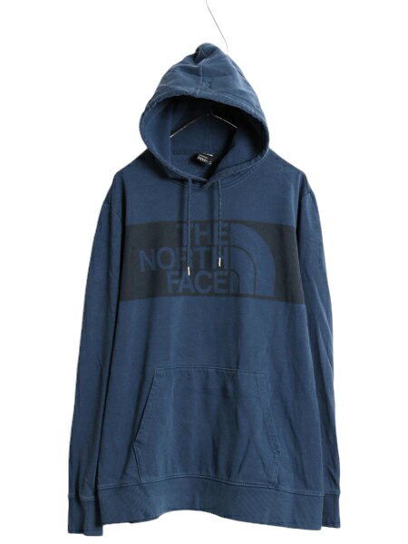 US企画 ノースフェイス プリント スウェット フード パーカー メンズ XL 古着 The North Face アウトドア スエット プルオーバー ネイビー| 中古 ノース 大きいサイズ ロゴ スエット スウェットパーカー プリントパーカー フードパーカー ロゴパーカー シンプル 紺 アメカジ