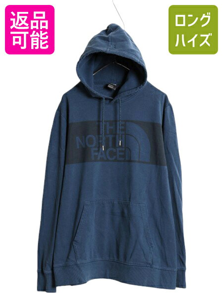 US企画 ノースフェイス プリント スウェット フード パーカー メンズ XL 古着 The North Face アウトドア スエット プルオーバー ネイビー| 中古 ノース 大きいサイズ ロゴ スエット スウェットパーカー プリントパーカー フードパーカー ロゴパーカー シンプル 紺 アメカジ