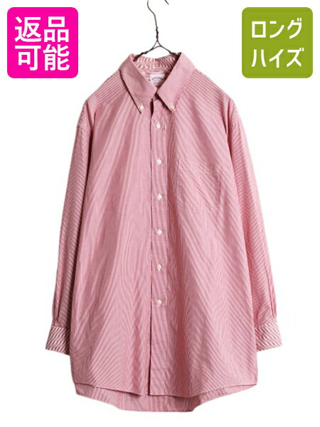 ブルックスブラザーズ ストライプ 長袖 ボタンダウン シャツ メンズ L 程/ 古着 Brooks Brothers ピマ コットン 長袖シャツ ワイシャツ BD| 中古 ブルックス ボタンダウンシャツ ストライプシャツ コットンシャツ Yシャツ BDシャツ ビジネス ツートン ポケット付き MADISON