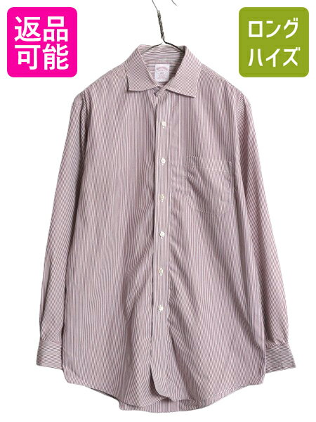 【7/13 24h限定555円OFFクーポン配布!】 ブルックスブラザーズ ストライプ 長袖 シャツ メンズ M 程 BROOKS BROTHERS 346 ワイシャツ ノーアイロン コットン ポケット付き ツートン| 古着 中古 ブルックス 長袖シャツ コットンシャツ Yシャツ ストライプシャツ ドレス ビジ