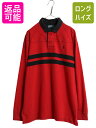 【7/6 48h限定10%OFFクーポン配布!】 00s ポロ ラルフローレン ボーダー 長袖 ラガーシャツ メンズ XL 00年代 オールド ラグビー 長袖シャツ ヘビーウェイト 大きいサイズ 赤 黒| 古着 中古 00's POLO RALPH LAUREN ラルフ ラグビーシャツ ラガー ポロシャツ ワンポイント