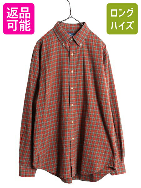 【12/7 最大半額SALE×限定クーポン!】 90s ポロ ラルフローレン チェック ボタンダウン シャツ メンズ L / 古着 90年代 オールド 長袖シャツ ワンポイント コットン マルチカラー| 中古 90's POLO RALPH LAUREN BD ボタンダウンシャツ チェックシャツ カジュアルシャツ カ