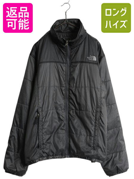 【7/9 最大半額SALE&ポイント5倍!!】 ノースフェイス 中綿 ナイロン ジャケット メンズ XL / 大きいサイズ The North Face フルジップ ブルゾン ハイネック キルティング 黒 灰| 古着 中古 アウトドア ブラック グレー 中綿ジャケット ナイロンジャケット ジャンパー ジップ