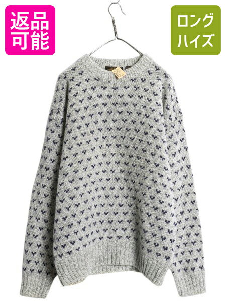 デットストック 90s エディーバウアー バーズアイ ニット セーター メンズ レディース L / 90年代 Eddie Bauer ノルディック 総柄 ウール...