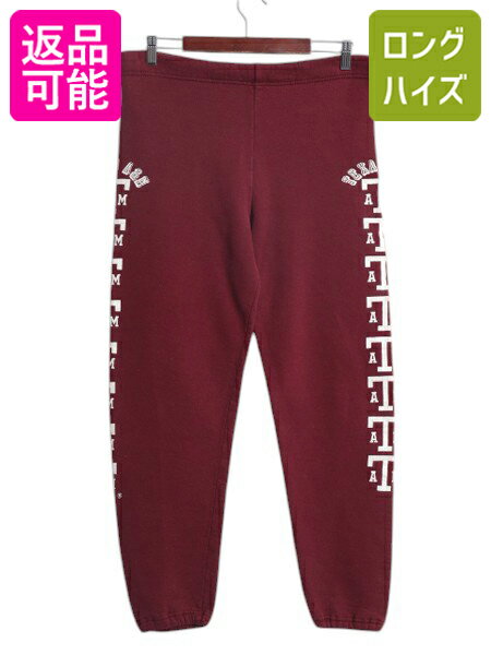80s USA製 ラッセル カレッジ プリント スウェット パンツ メンズ レディース M 程 ヴィンテージ 裏起毛 トレーニング トレーナー イージー| 古着 中古 80年代 80's ビンテージ アメリカ製 RUSSELL スエット イージーパンツ スウェットパンツ バーガンディ エンジ アメカジのサムネイル