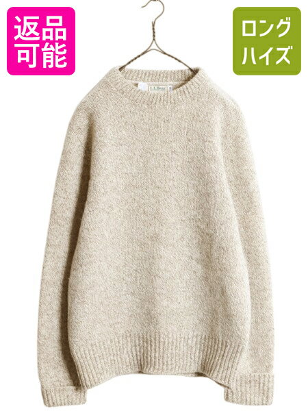 80s USA製 エルエルビーン ウール ニット セーター メンズ レディース M / 80年代 ヴィンテージ LLBEAN クルーネック 無地 ミドルゲージ ...