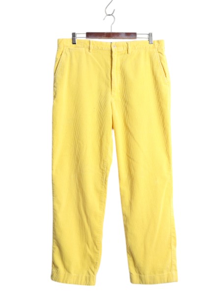 90s ポロ ラルフローレン 太畝 コーデュロイ パンツ メンズ 実寸 35 30 オールド スラックス ストレート ノータック アーミー チノ タイプ| 古着 中古 90's 90年代 POLO RALPH LAUREN コーズ コーデュロイパンツ タックなし トラウザー ジッパーフライ レアカラー イエロー