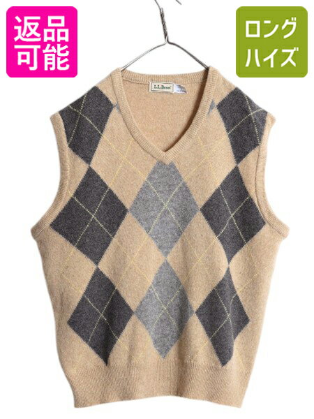 【12/5 最大半額SALE×限定クーポン!】 80s スコットランド製 エルエルビーン アーガイル ニット ベスト メンズ L / 旧タグ ヴィンテージ LL...