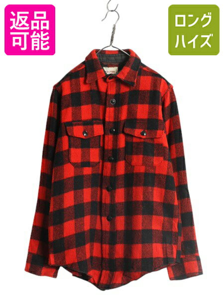 【2/23 18時~5名様限定1000円OFF】 60s MELTON ブロック チェック CPO ウール シャツ メンズ M 程/ 古着 ヴィンテージ メルトン 長袖シャツ ジャケット ヘビーウェイト 赤 黒| 中古 60's 60年代 ビンテージ CPOシャツ ウールシャツ バッファロー チェックシャツ ブロックチのサムネイル