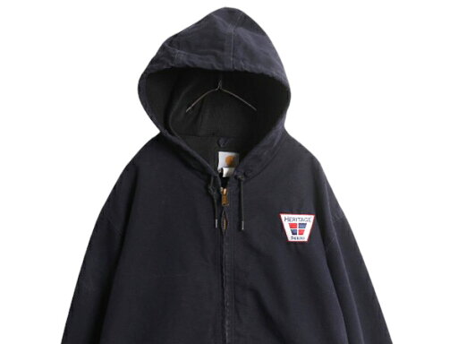 【9/5 最大半額SALE&10%OFFクーポン!!】 USA製 カーハート アクティブ ジャケット メンズ XL 程/ CARHARTT ダック メッシュ ライナー パーカー ブルゾン フルジップ 企業 ネイビー| 古着 中古 大きいサイズ アメリカ製 企業物 ユニオンメイド ワーク ジャンパー ワークジャ