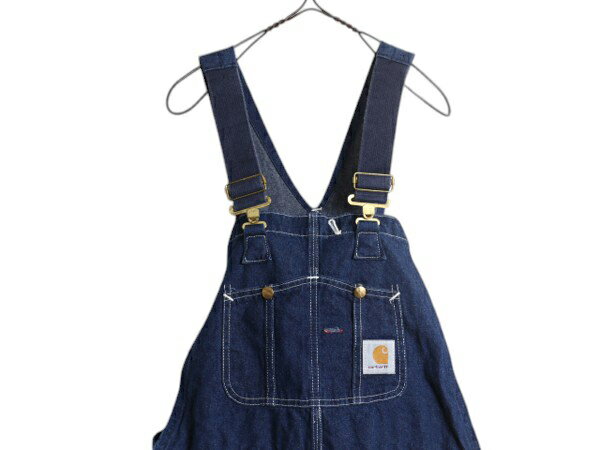 濃紺 カーハート デニム オーバーオール メンズ 34 34 程/ CARHARTT オールド ワーク ビブ ツナギ オールインワン ペインター サロペット| 古着 中古 ワークパンツ ペインターパンツ デニムパンツ ワークウェア ジーンズ ジーパン Gパン ボタンフライ ネイビー アメカジ