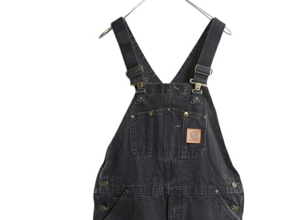 US企画 カーハート ダブルニー ダック オーバーオール メンズ 34 32 / 古着 CARHARTT オールド ペインター 中綿 キルティング ライナー 黒| 中古 日本未発売 ブラック ツナギ ビブ オールインワン サロペット ワークパンツ ペインターパンツ ワーク ワークウェア アメカジ