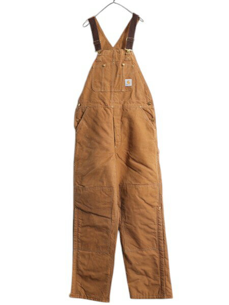 デッドストック 80s USA製 カーハート ダブルニー ブラウン ダック オーバーオール メンズ 38 34 ヴィンテージ 中綿 キルティング ライナー| 新品 未使用 CARHARTT 80's 80年代 アメリカ製 ビンテージ 日本未発売 ワーク ペインター ツナギ ビブ オールインワン サロペット