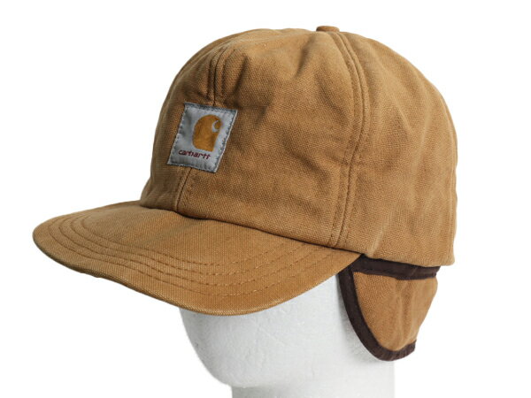90s USA製 カーハート 耳当て付き ブラウン ダック キャップ メンズ M / 古着 CARHARTT 90年代 オールド 帽子 中綿 キルティング ライナー| 中古 90's アメリカ製 米国製 イヤー フラップ付き 耳当て ワーク ワークキャップ ベースボール 防寒 コットン 茶 ライナー付き