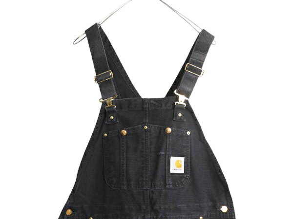 【7/13 24h限定555円OFFクーポン配布!】 US企画 カーハート ダブルニー ダック オーバーオール メンズ 38 30 古着 CARHARTT ワーク 中綿 キルティング ライナー ペインター ビブ 黒| 中古 日本未発売 ブラック 大きいサイズ ツナギ オールインワン サロペット ワークパンツ