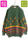 【5/6 48h限定10%OFFクーポン】 90s イタリア製 ベネトン 総柄 デザイン ニット セーター メンズ レディース M / オールド ネイティブ ク...