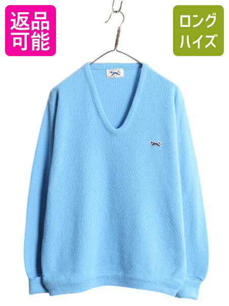 80s USA製 JCPENNEY THE FOX Vネック アクリル ニット セーター メンズ レディース L 古着 ヴィンテージ JCペニー フォックス ワ...