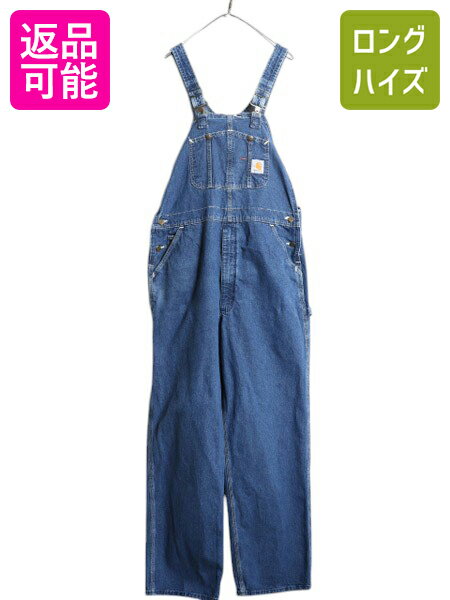 カーハート デニム オーバーオール メンズ 実寸 38 32 古着 CARHARTT オールド ワーク ビブ ツナギ オールインワン ペインター サロペット| 中古 ワークパンツ ペインターパンツ デニムパンツ ワークウェア ジーンズ ジーパン Gパン ジッパーフライ ブルー 青 アメカジ USED