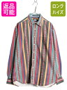 90s ドッカーズ リーバイス ネイティブ ストライプ 長袖 シャツ メンズ M オールド LEVIS DOCKERS 長袖シャツ コットン マルチカラー 総柄...