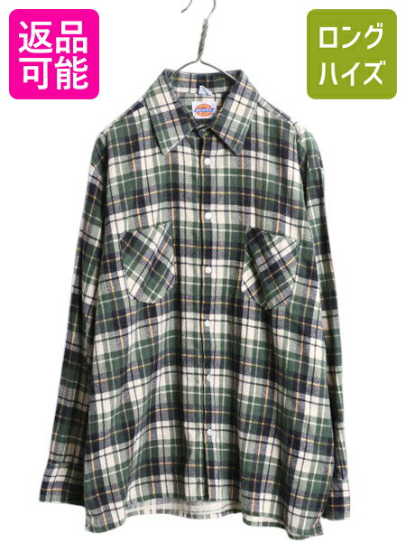 80s 90s BAXTER オンブレチェック ヘビーネルシャツ XL 青 白