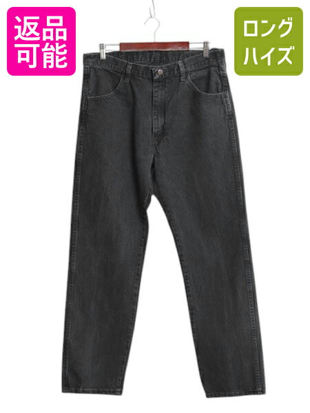 ラスラー ブラック デニム パンツ メンズ 36 32 / ラングラー ジーンズ ジーパン ストレート テーパード ヘビーウェイト 黒 Gパン RUSTLER| 古着 中古 Wrangler 87619 デニムパンツ ブラックジーンズ ブラックデニム ジッパーフライ レギュラーフィット ボトムス アメカジ