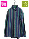 90s ドッカーズ リーバイス ボタンダウン フランネル シャツ メンズ L / 古着 オールド LEVIS DOCKERS ストライプ ネルシャツ ヘリンボー...