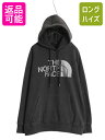 【6/22 マラソン限定クーポン&P5倍!】 ノースフェイス プリント スウェット フード パーカー レディース L 黒 古着 アウトドア プルオーバー トレー...