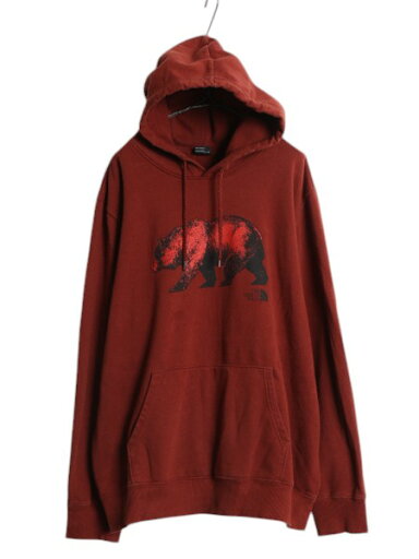 【8/15 24h限定777円OFFクーポン!】 US企画 ノースフェイス プリント スウェット フード パーカー メンズ XXL / プルオーバー 裏起毛 トレーナー ベア イラスト 大きいサイズ| 古着 中古 The North Face 2XL スエット スウェットパーカー プリントパーカー フードパーカー