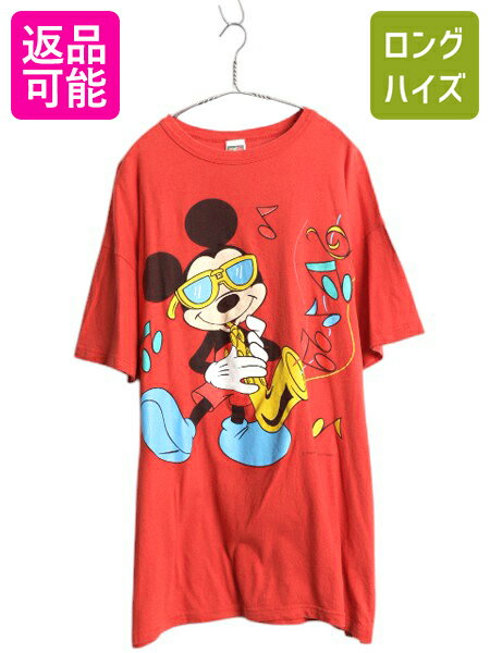 90s ミッキー プリント Tシャツ メンズ XXL / オールド キャラクター イラスト ジャズ 