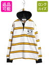 【7/15 555円OFFクーポン×P最大8倍!】 カナダ製 バーバリアン フード付き ボーダー 長袖 ラガーシャツ メンズ M / 長袖シャツ コットン フード パーカー ヘビーウェイト ラグビー| 古着 中古 BARBARIAN ラグビーシャツ ラガー ポロシャツ 長袖ポロシャツ ナンバリング カジ