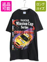【9/10 20名様限定10%OFFクーポン配布 00s ナスカー 両面 イラスト プリント Tシャツ メンズ L / 古着 オールド グラフィック アート ヘビーウェイト モータースポーツ ブラック| 中古 黒 00's 00年代 NASCAR レース バックプリント 半袖Tシャツ プリントTシャツ アートT