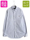 ラルフローレン チェック 長袖 ボタンダウン シャツ メンズ L 古着 ポロ 長袖シャツ オックスフォード ストレッチ コットン スリムフィット| 中古 POL...