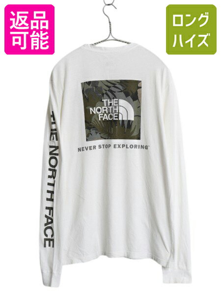 【7/9 最大半額SALE&ポイント5倍!!】 ノースフェイス 3面 プリント 長袖 Tシャツ メンズ S アウトドア ロンT ロングTシャツ ボックスロゴ バックプリント 袖プリント カットソー| 古着 中古 The North Face 長袖Tシャツ プリントTシャツ ロゴTシャツ ロングスリーブ シンプ