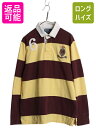 00s ポロ ラルフローレン ボーダー 長袖 ラガーシャツ メンズ L / オールド ラグビー 長袖シャツ ポロシャツ コットン ボックス カットソー| 古着 中古 00年代 POLO RALPH LAUREN ラグビーシャツ ラガー 長袖ポロシャツ ヘビーウェイト ナンバリング 細身 ツートン 黄 赤