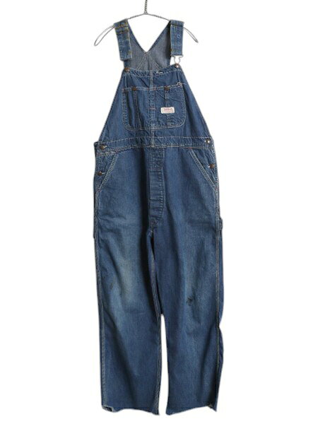 【マラソン限定400円OFFクーポン&P5倍!】 60s USA製 ★ パワーハウス バットダイ デニム オーバーオール 実寸 40 / 古着 ヴィンテージ モンゴメリーワード ワーク ツナギ ペインター| 中古 60’s 60年代 ビンテージ アメリカ製 Montgomery Ward Powr Hous ストレート ジーン