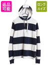 【8/7 最大半額SALE&ポイント5倍!!】 00s ポロ ラルフローレン フード付き ボーダー 鹿の子 ポロシャツ メンズ S / 古着 オールド 長袖シャツ プルオーバー ラガーシャツ タイプ| 中古 00年代 POLO RALPH LAUREN パーカー ラグビー ラガーシャツ ラグビーシャツ コットン ボ