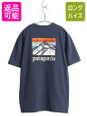【7/13 24h限定555円OFFクーポン配布!】 パタゴニア ポケット付き 両面 プリント 半袖 Tシャツ メンズ M 19年製 アウトドア ポケT グラフィック イラスト バックプリント ネイビー| 古着 中古 Patagonia カットソー 半袖Tシャツ プリントTシャツ ポケットTシャツ クルーネッ