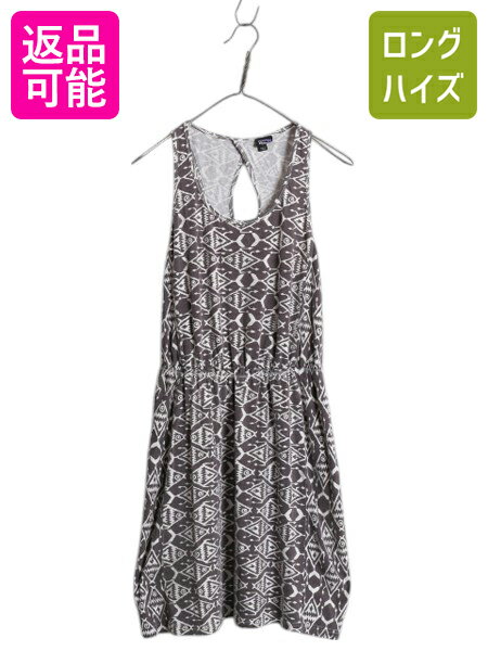 パタゴニア ノースリーブ 総柄 ミニ ワンピース レディース XS 17年製 アウトドア オーガニック コットン プルオーバー ストレッチ ひざ上| 古着 中古...