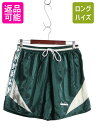 90s ディアドラ ストライプ ナイロン ショートパンツ メンズ L オールド ショーツ 短パン ワンポイント トレーニング スポーツ ツートン 緑| 古着 中...