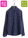 00s ローレン ラルフローレン 長袖 シャツ レディース S オールド 100% リネン 高級 ブラウス 無地 麻 薄手 袖 ロールアップ カジュアル 紺| ...