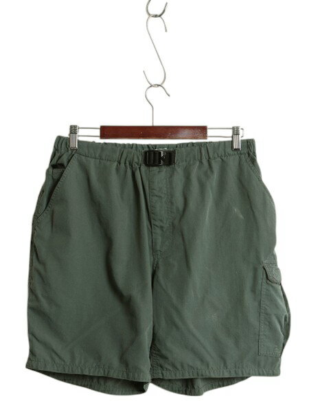 90s ノースフェイス カーゴ ショートパンツ メンズ L オールド アウトドア ショーツ 短パン ノータック ポケット付き パッカブル グリーン| 古着 中古 90's 90年代 The North Face ハーフパンツ ショート パンツ カーゴパンツ 半ズボン トレイル ハイキング ワンポイント 緑