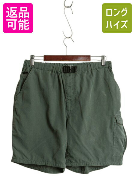 90s ノースフェイス カーゴ ショートパンツ メンズ L オールド アウトドア ショーツ 短パン ノータック ポケット付き パッカブル グリーン| 古着 中古 90's 90年代 The North Face ハーフパンツ ショート パンツ カーゴパンツ 半ズボン トレイル ハイキング ワンポイント 緑