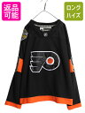 【7/27 24h限定ポイント5倍!】 フライヤーズ ホッケー ジャージ メンズ XL 程/ NHL オフィシャル リーボック アイスホッケー ゲームシャツ ユニフォーム 重ね着 ブラック| 古着 中古 Reebok 黒 大きいサイズ ユニホーム ロンT 長袖シャツ ホッケー ジャージ ホッケーシャツ