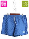 【マラソン限定400円OFFクーポン&P5倍!】 90s USA製 アンブロ ナイロン ショートパンツ メンズ L 古着 オールド チェック ショーツ スポーツ トレーニング ワンポイント サッカー 青| 中古 90's 90年代 UMBRO アメリカ製 ショート パンツ ハーフパンツ ナイロンパンツ ラン